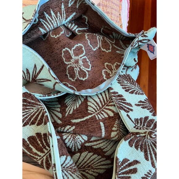 Calderia Fabric Throw Pillow Covers, Set of Two(2), Aqua/Brown, NOS - Picture 3 of 8